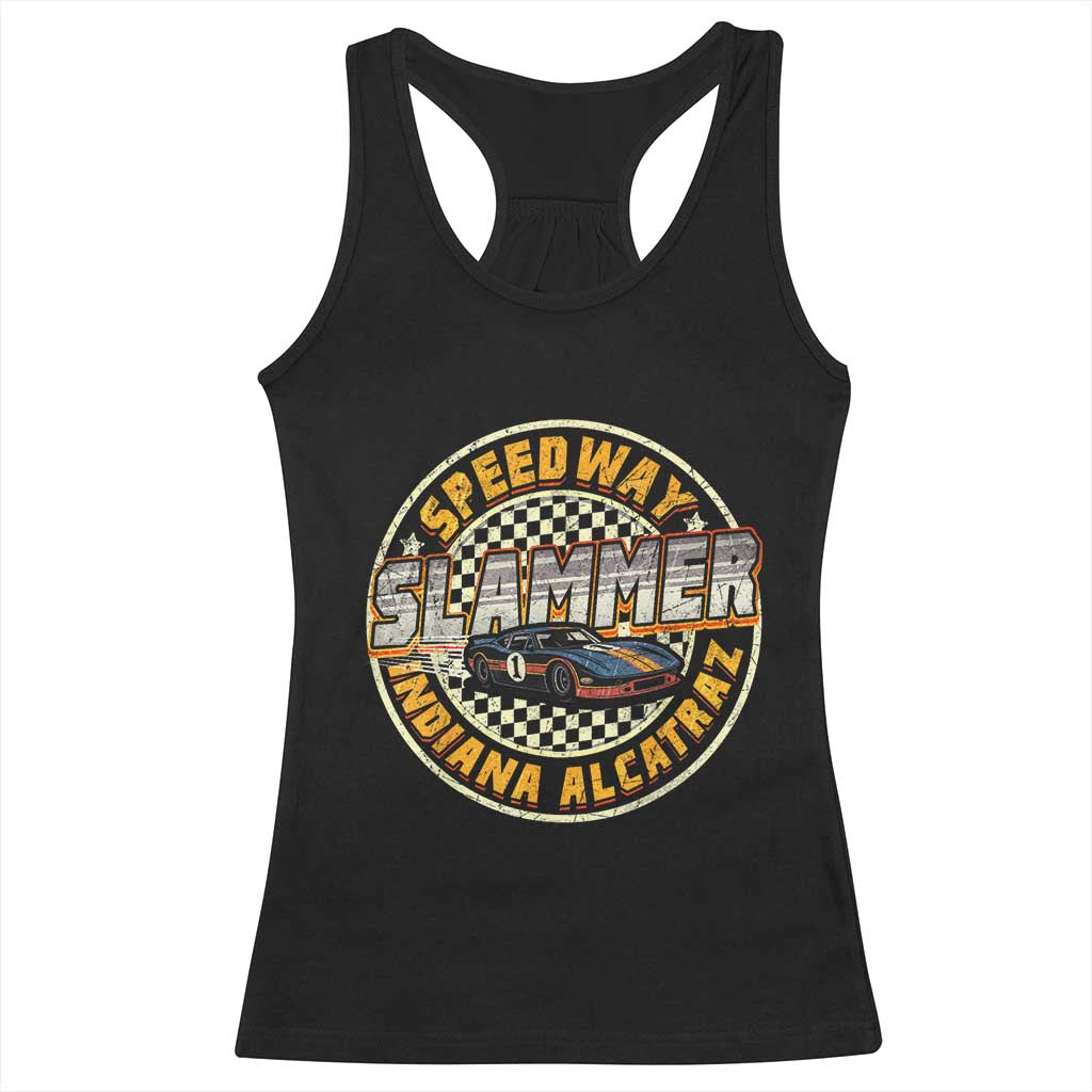 Speedway Slammer 2025 Racerback Tank Top Indiana Alcatraz Retro Vintage Racing Graphic TS02 Black Print Your Wear