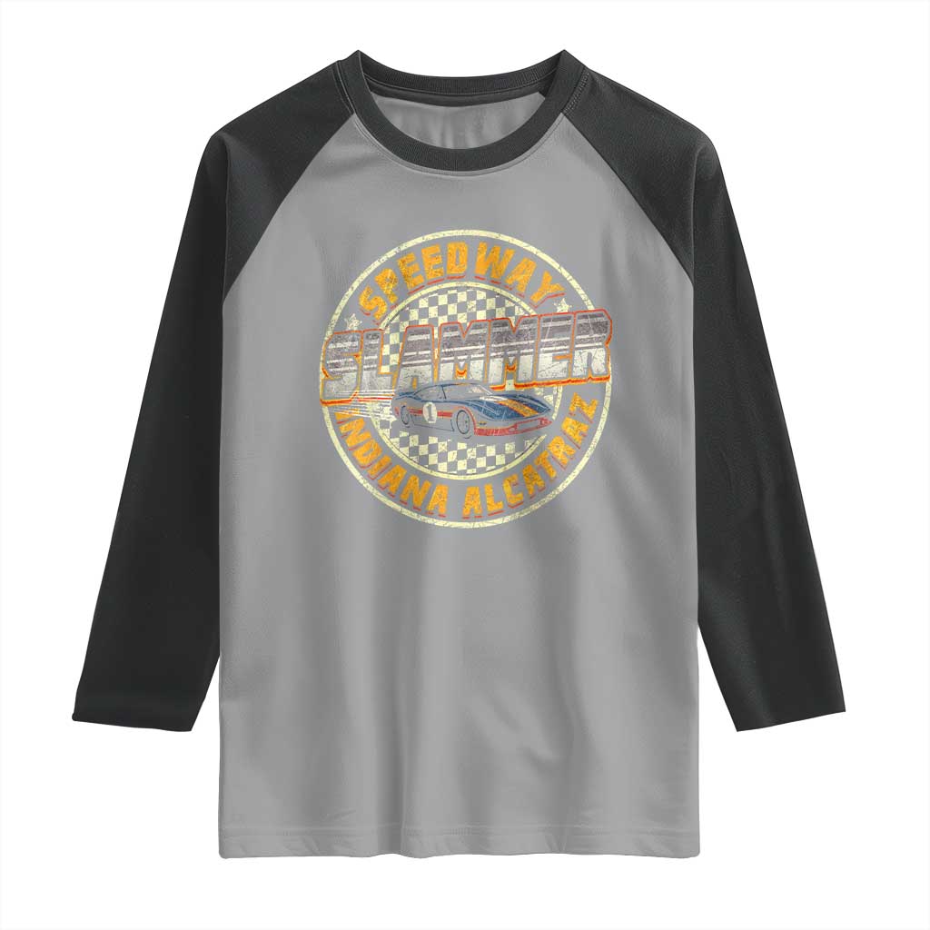 Speedway Slammer 2025 Raglan Shirt Indiana Alcatraz Retro Vintage Racing Graphic TS02 Sport Gray Black Print Your Wear