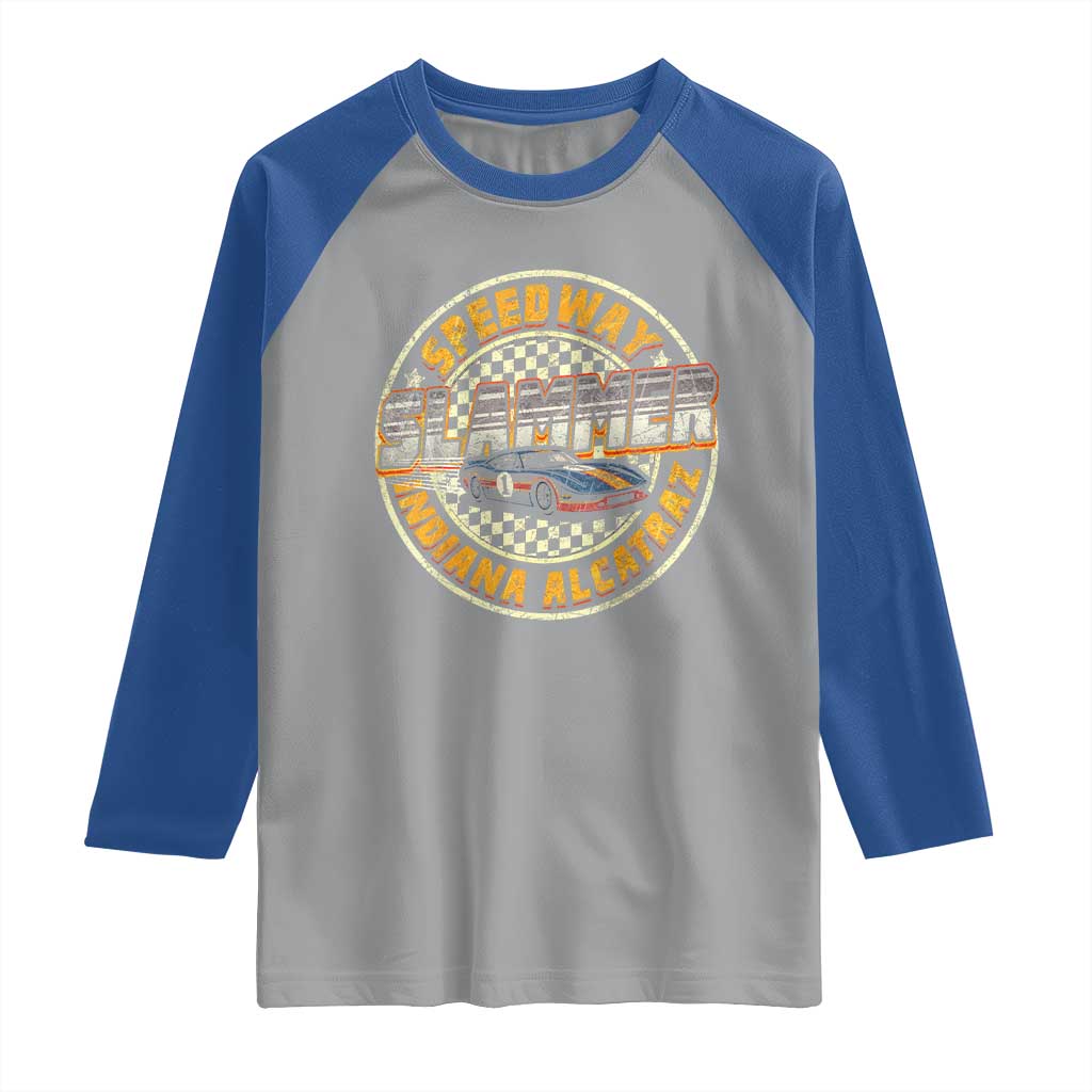 Speedway Slammer 2025 Raglan Shirt Indiana Alcatraz Retro Vintage Racing Graphic TS02 Sport Gray Royal Print Your Wear
