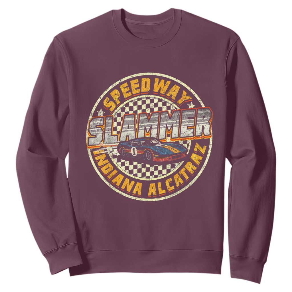 Speedway Slammer 2025 Sweatshirt Indiana Alcatraz Retro Vintage Racing Graphic TS02 Maroon Print Your Wear