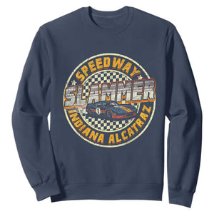 Speedway Slammer 2025 Sweatshirt Indiana Alcatraz Retro Vintage Racing Graphic TS02 Navy Print Your Wear