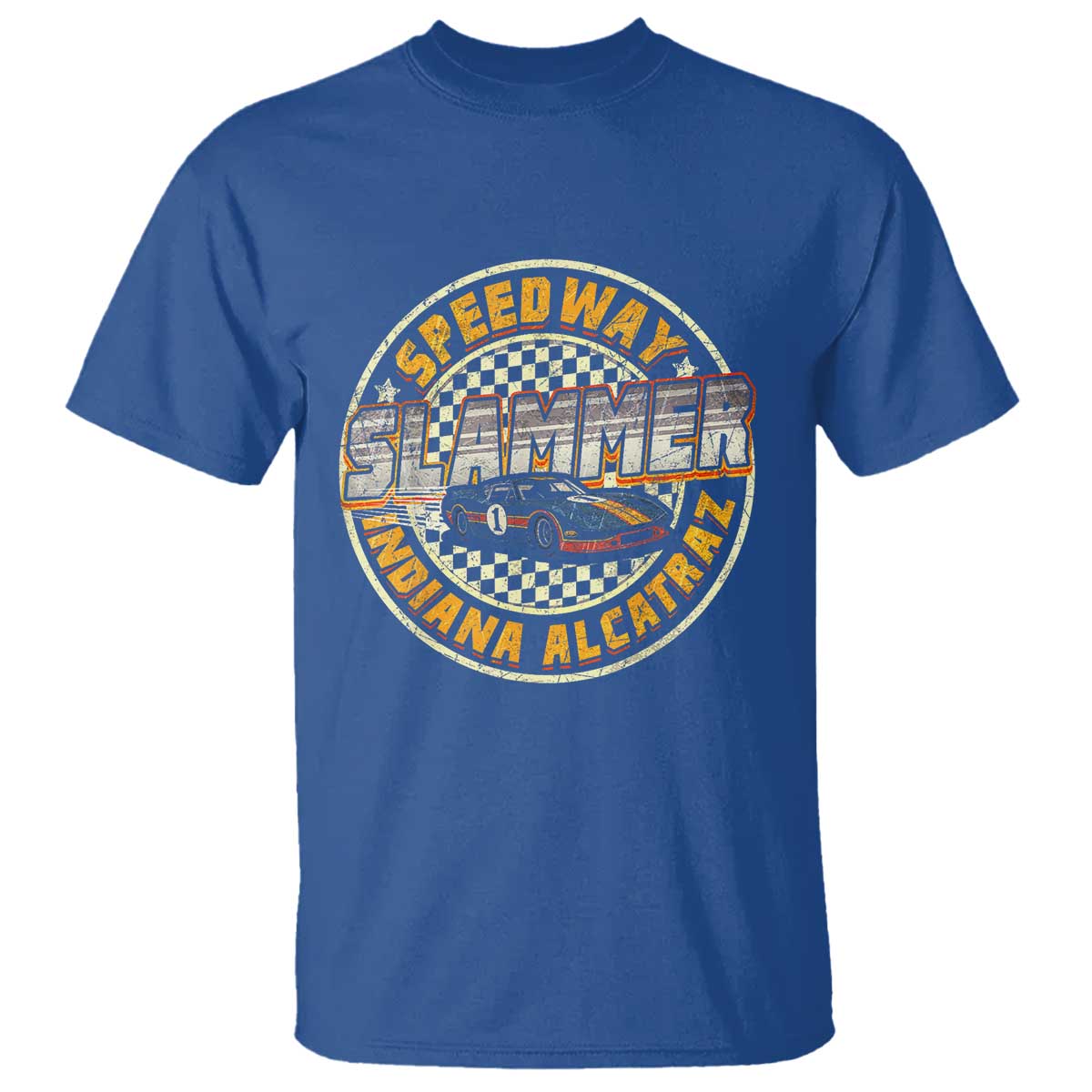 Speedway Slammer 2025 T Shirt Indiana Alcatraz Retro Vintage Racing Graphic TS02 Royal Blue Print Your Wear