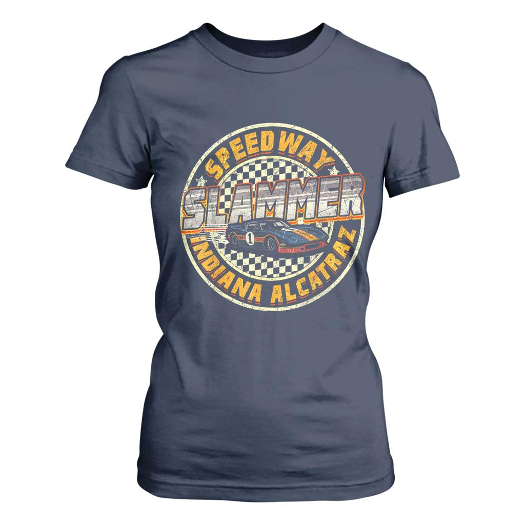 Speedway Slammer 2025 T Shirt For Women Indiana Alcatraz Retro Vintage Racing Graphic TS02 Navy Print Your Wear
