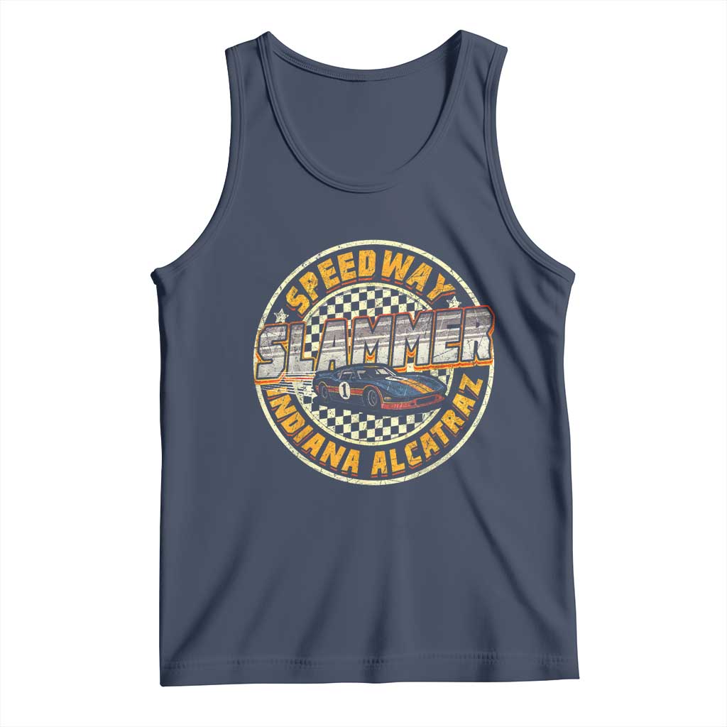 Speedway Slammer 2025 Tank Top Indiana Alcatraz Retro Vintage Racing Graphic TS02 Navy Print Your Wear