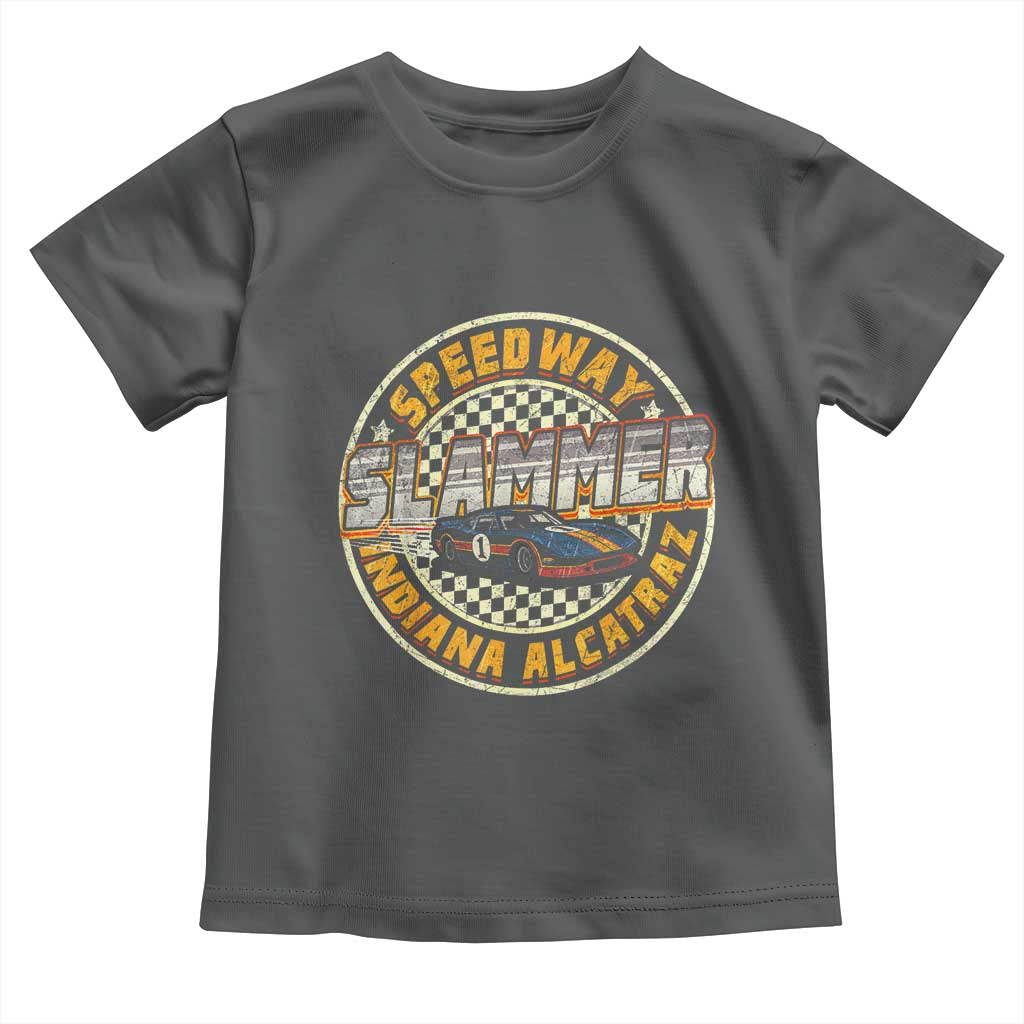 Speedway Slammer 2025 Toddler T Shirt Indiana Alcatraz Retro Vintage Racing Graphic TS02 Dark Heather Print Your Wear