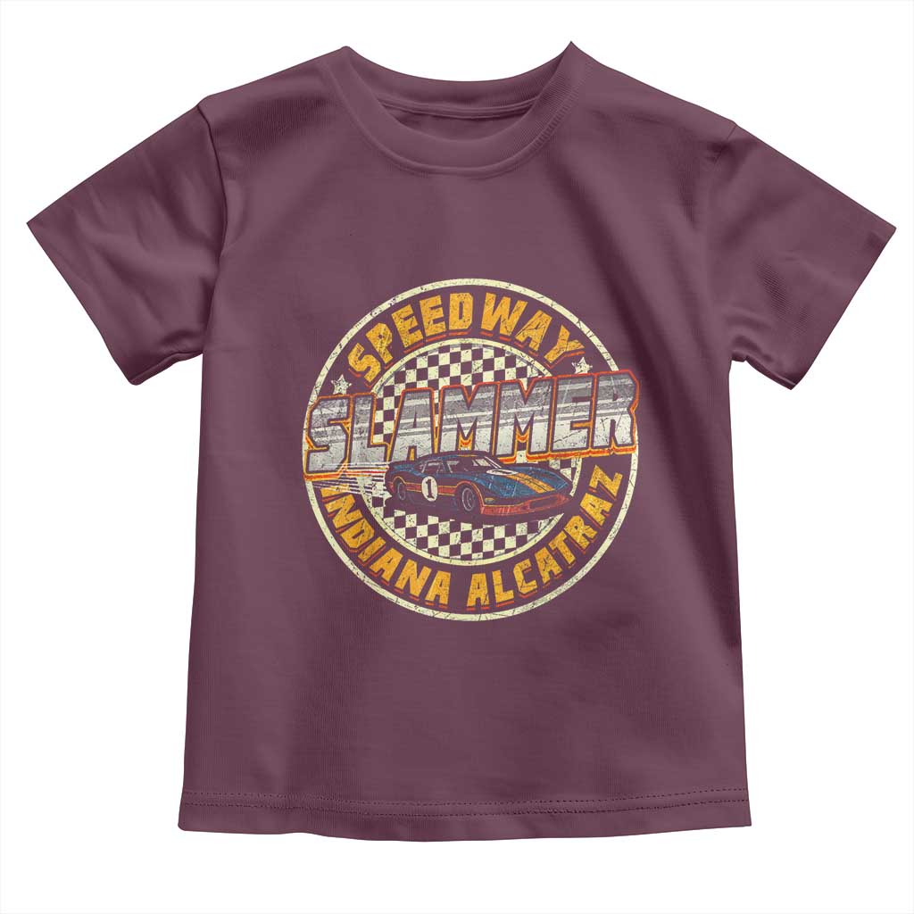 Speedway Slammer 2025 Toddler T Shirt Indiana Alcatraz Retro Vintage Racing Graphic TS02 Maroon Print Your Wear