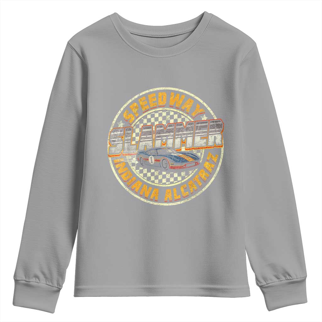 Speedway Slammer 2025 Youth Sweatshirt Indiana Alcatraz Retro Vintage Racing Graphic TS02 Sport Gray Print Your Wear
