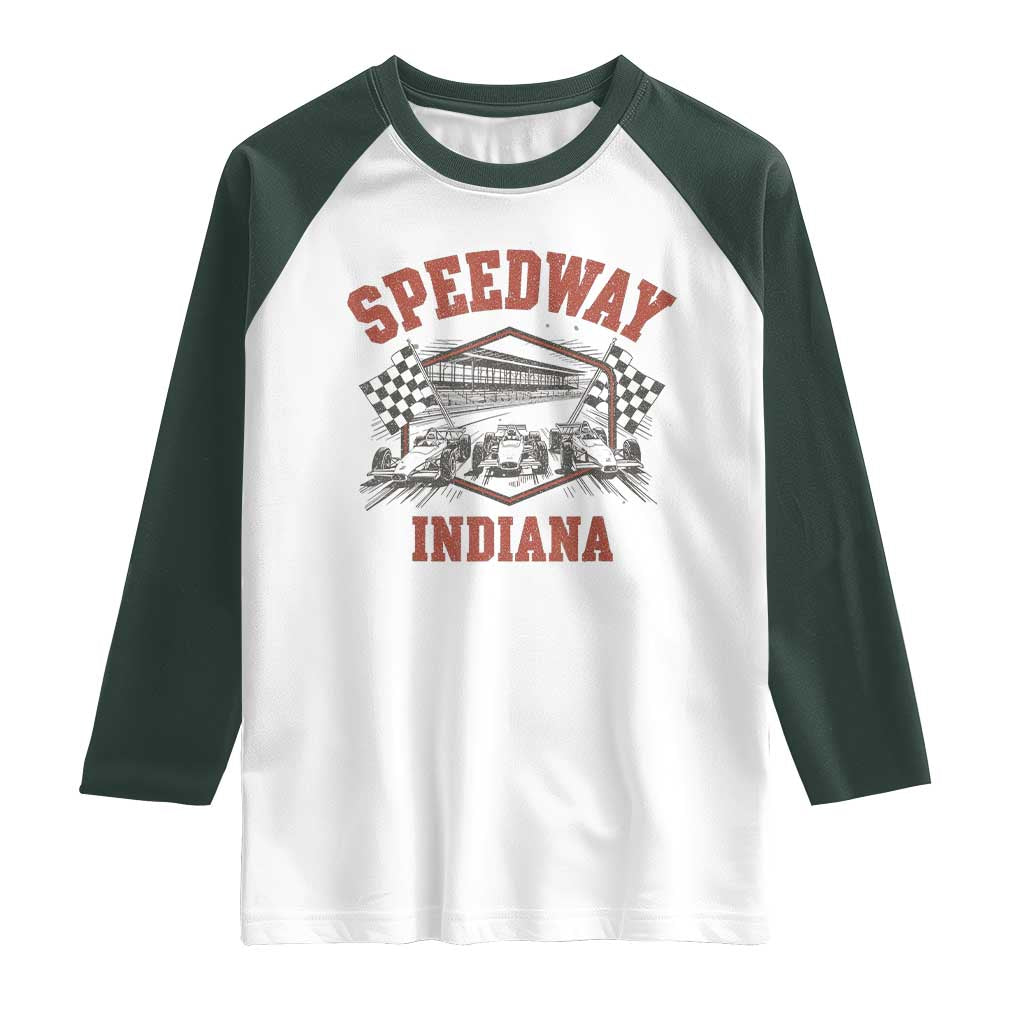 Indiana Speedway Slammer 2025 Raglan Shirt Detention Prison Jail TS02 White Dark Forest Green Print Your Wear