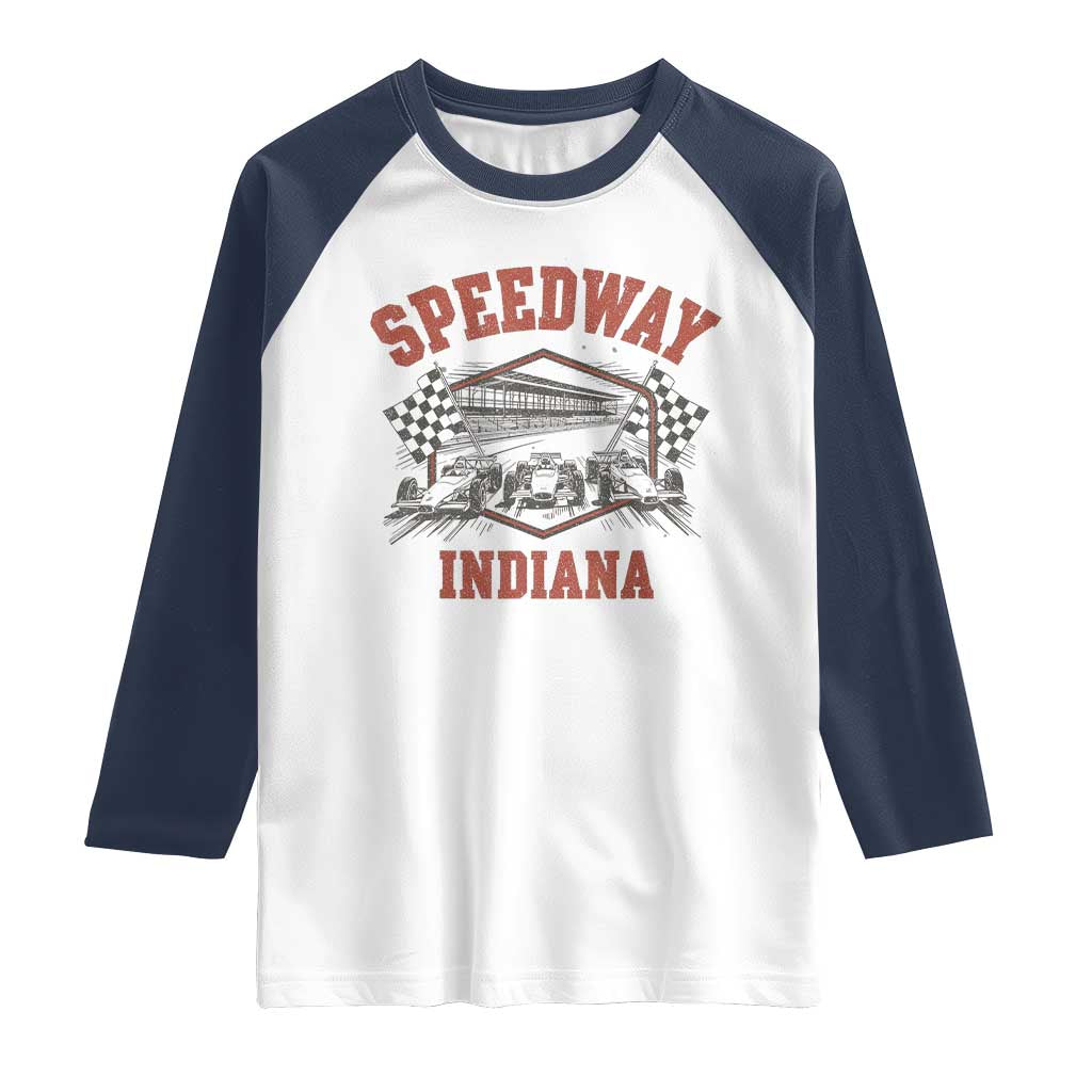 Indiana Speedway Slammer 2025 Raglan Shirt Detention Prison Jail TS02 White Navy Print Your Wear