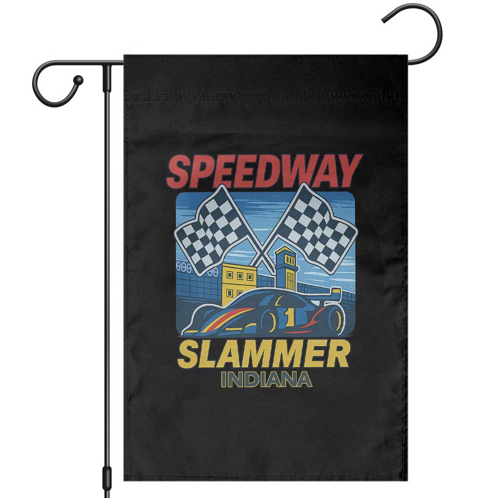 Speedway Slammer 2025 Garden Flag Indiana Alcatraz Vintage Racing Graphic TS02 Black Print Your Wear
