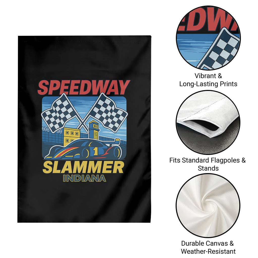Speedway Slammer 2025 Garden Flag Indiana Alcatraz Vintage Racing Graphic TS02 Print Your Wear