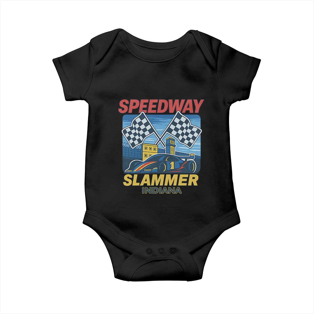 Speedway Slammer 2025 Baby Onesie Indiana Alcatraz Vintage Racing Graphic TS02 Black Print Your Wear