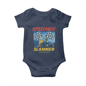 Speedway Slammer 2025 Baby Onesie Indiana Alcatraz Vintage Racing Graphic TS02 Navy Print Your Wear