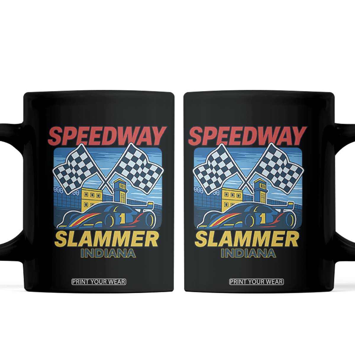 Speedway Slammer 2025 Coffee Mug Indiana Alcatraz Vintage Racing Graphic TS02 Black Print Your Wear