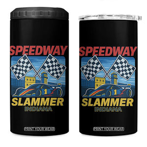 Speedway Slammer 2025 4 in 1 Can Cooler Tumbler Indiana Alcatraz Vintage Racing Graphic TS02 One Size: 16 oz Black Print Your Wear