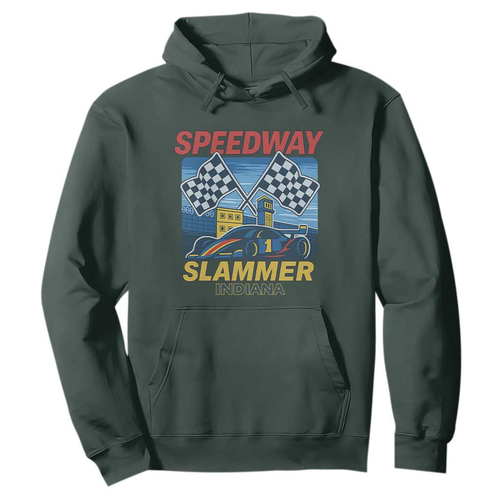 Speedway Slammer 2025 Hoodie Indiana Alcatraz Vintage Racing Graphic TS02 Dark Forest Green Print Your Wear