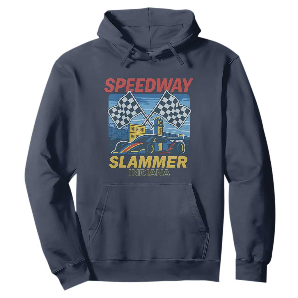 Speedway Slammer 2025 Hoodie Indiana Alcatraz Vintage Racing Graphic TS02 Navy Print Your Wear