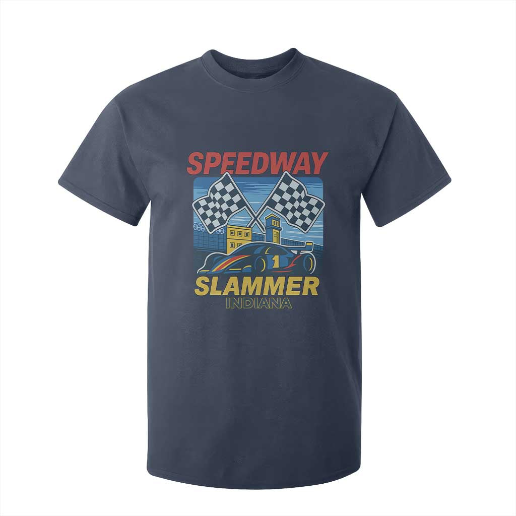 Speedway Slammer 2025 T Shirt For Kid Indiana Alcatraz Vintage Racing Graphic TS02 Navy Print Your Wear