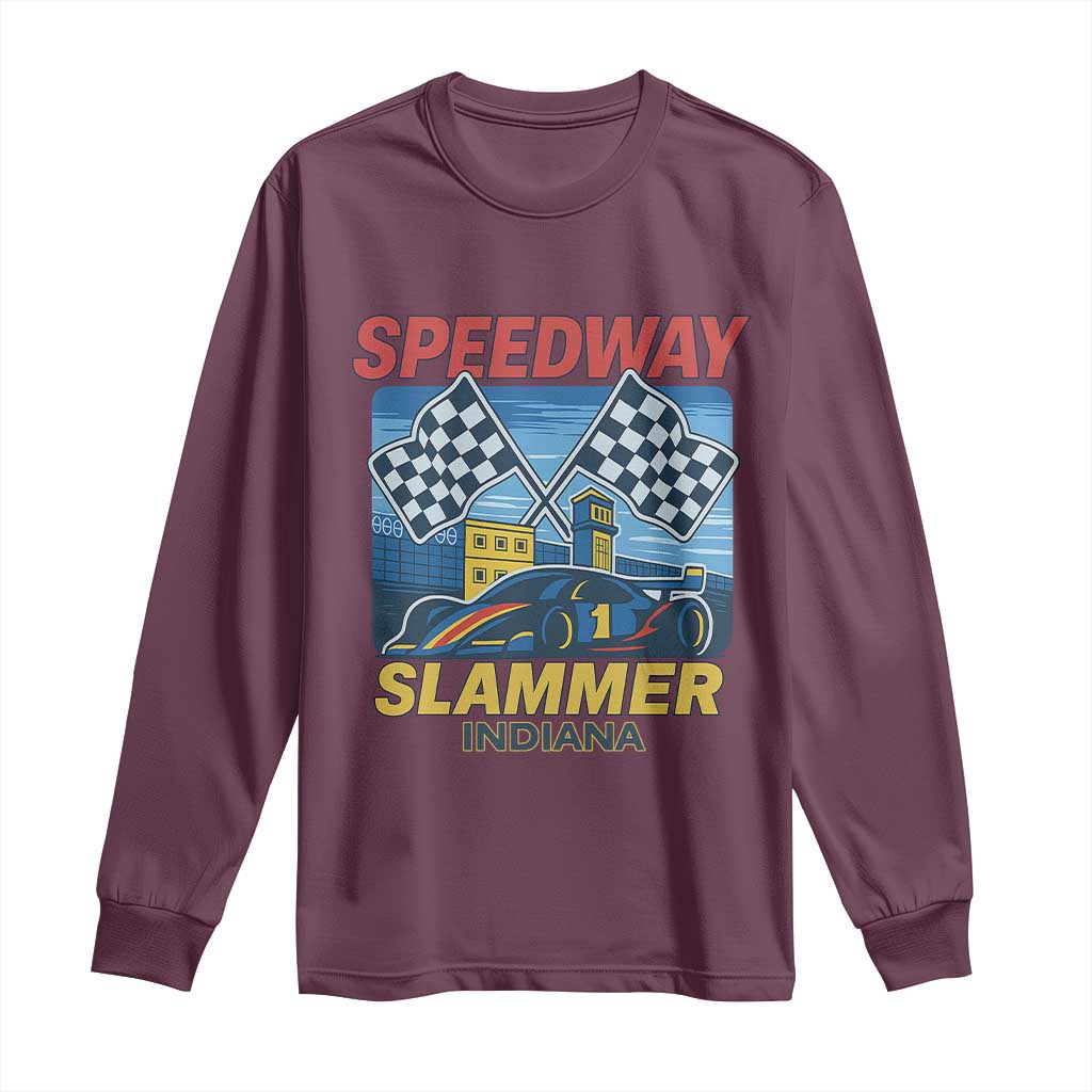 Speedway Slammer 2025 Long Sleeve Shirt Indiana Alcatraz Vintage Racing Graphic TS02 Maroon Print Your Wear
