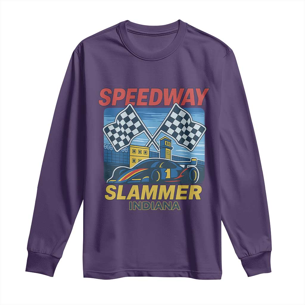 Speedway Slammer 2025 Long Sleeve Shirt Indiana Alcatraz Vintage Racing Graphic TS02 Purple Print Your Wear