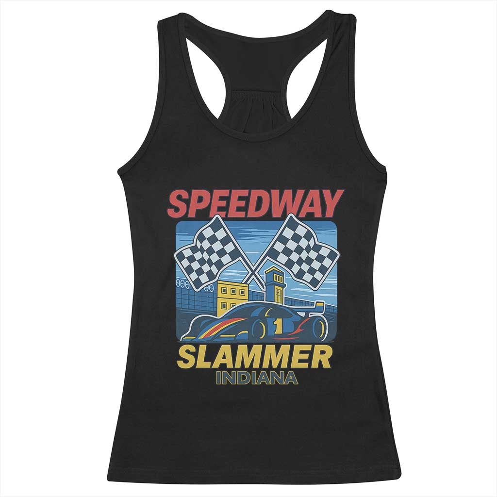 Speedway Slammer 2025 Racerback Tank Top Indiana Alcatraz Vintage Racing Graphic TS02 Black Print Your Wear
