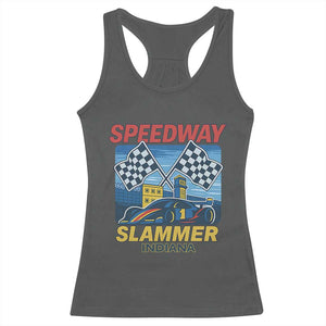 Speedway Slammer 2025 Racerback Tank Top Indiana Alcatraz Vintage Racing Graphic TS02 Dark Heather Print Your Wear