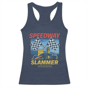 Speedway Slammer 2025 Racerback Tank Top Indiana Alcatraz Vintage Racing Graphic TS02 Navy Print Your Wear