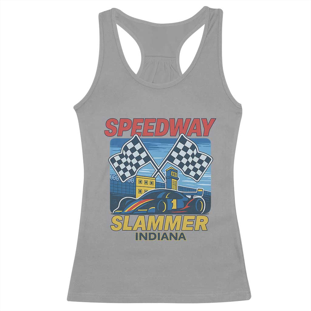 Speedway Slammer 2025 Racerback Tank Top Indiana Alcatraz Vintage Racing Graphic TS02 Sport Gray Print Your Wear