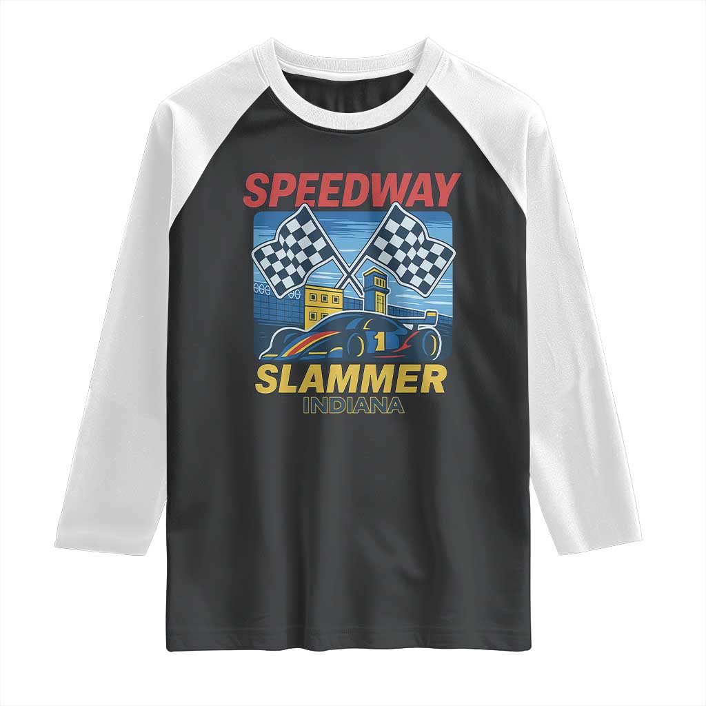 Speedway Slammer 2025 Raglan Shirt Indiana Alcatraz Vintage Racing Graphic TS02 Black White Print Your Wear
