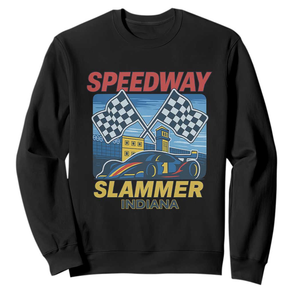 Speedway Slammer 2025 Sweatshirt Indiana Alcatraz Vintage Racing Graphic TS02 Black Print Your Wear