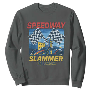 Speedway Slammer 2025 Sweatshirt Indiana Alcatraz Vintage Racing Graphic TS02 Dark Heather Print Your Wear