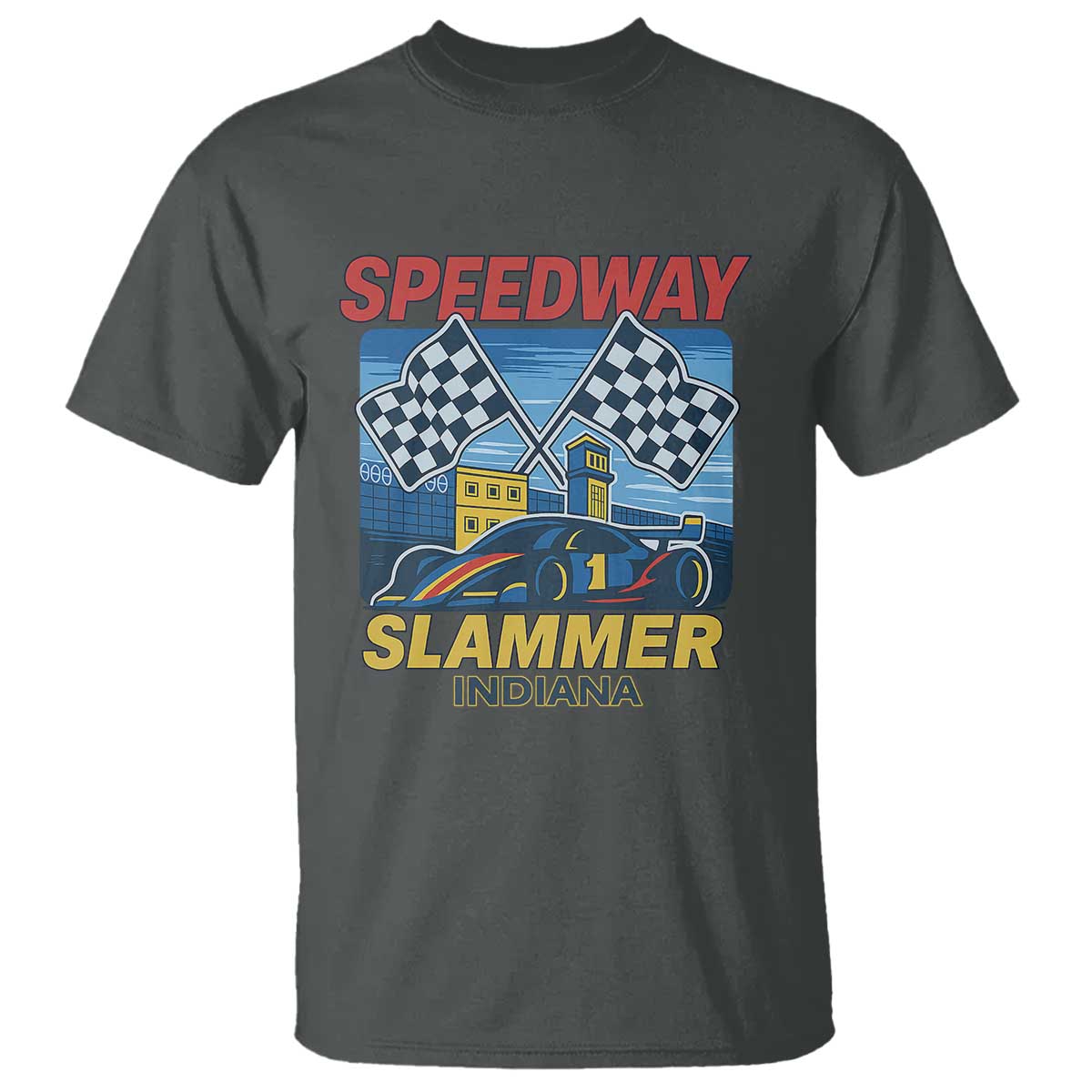 Speedway Slammer 2025 T Shirt Indiana Alcatraz Vintage Racing Graphic TS02 Dark Heather Print Your Wear