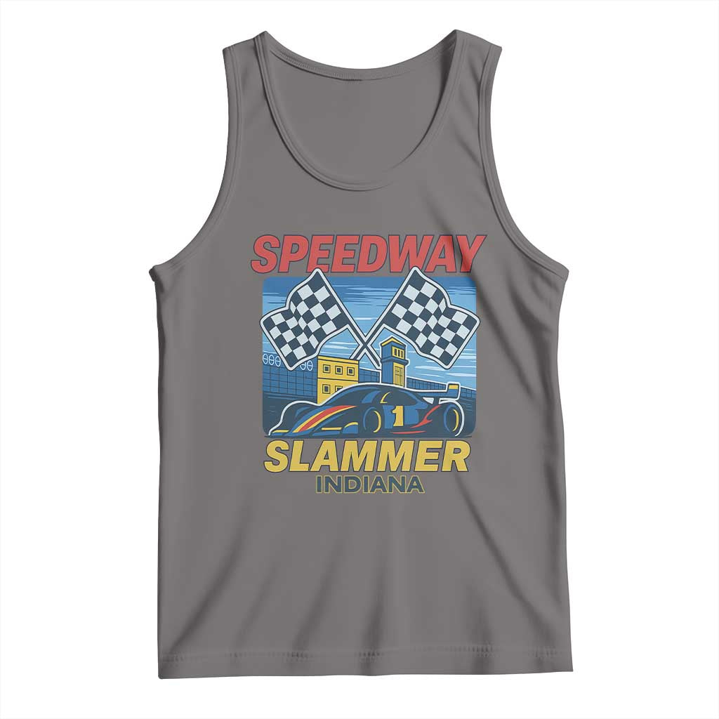 Speedway Slammer 2025 Tank Top Indiana Alcatraz Vintage Racing Graphic TS02 Deep Heather Print Your Wear