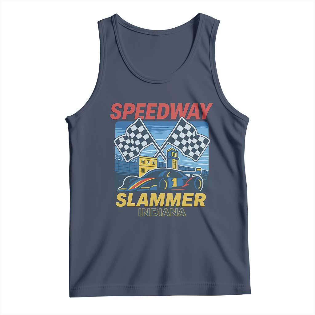 Speedway Slammer 2025 Tank Top Indiana Alcatraz Vintage Racing Graphic TS02 Navy Print Your Wear