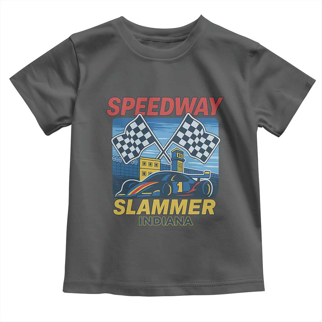 Speedway Slammer 2025 Toddler T Shirt Indiana Alcatraz Vintage Racing Graphic TS02 Dark Heather Print Your Wear