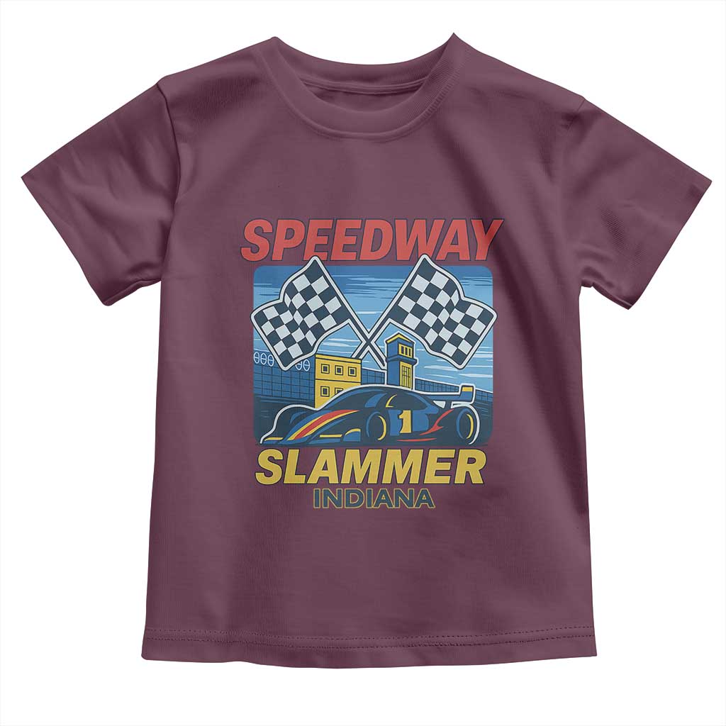 Speedway Slammer 2025 Toddler T Shirt Indiana Alcatraz Vintage Racing Graphic TS02 Maroon Print Your Wear