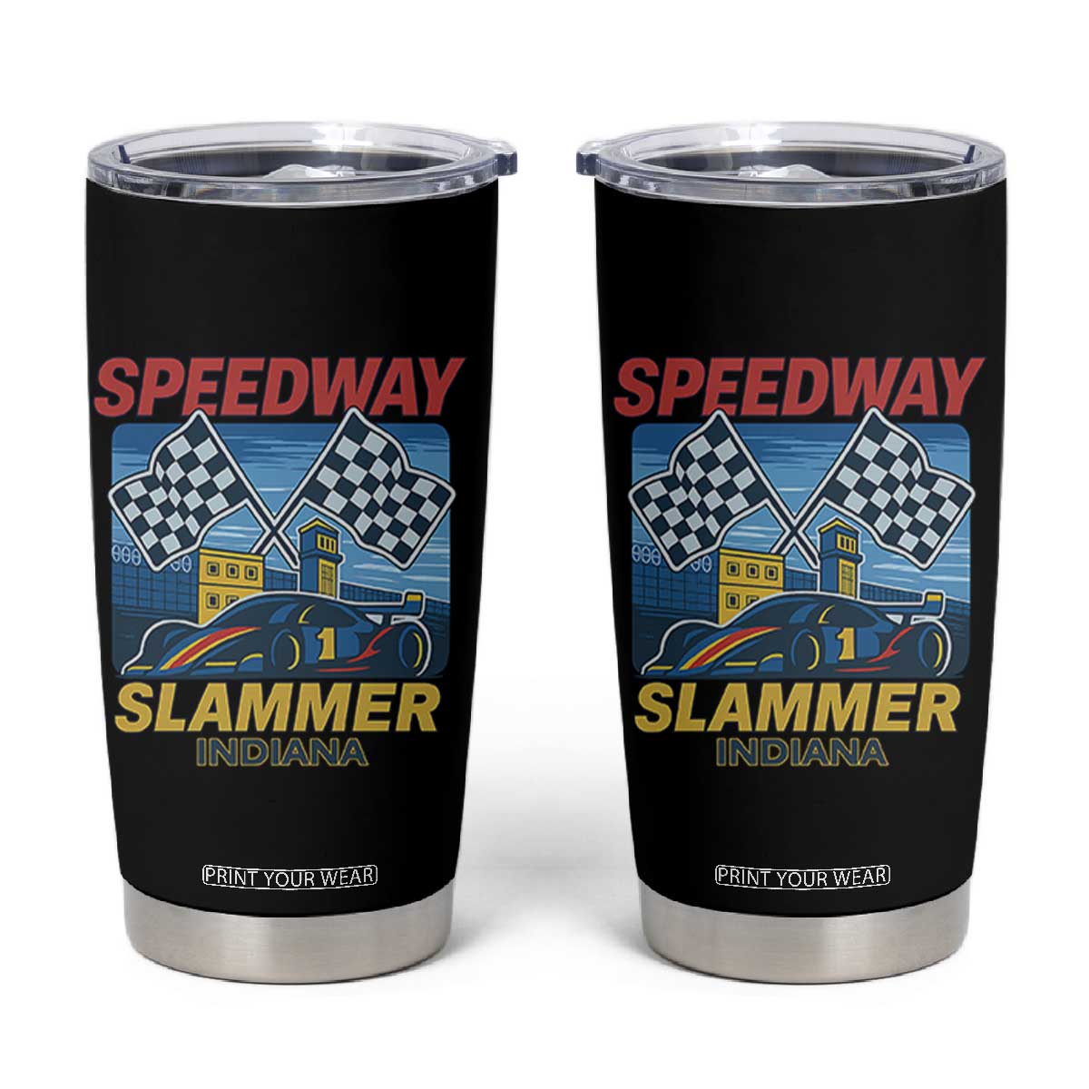 Speedway Slammer 2025 Tumbler Cup Indiana Alcatraz Vintage Racing Graphic TS02 Black Print Your Wear