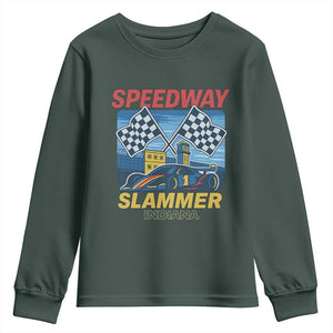 Speedway Slammer 2025 Youth Sweatshirt Indiana Alcatraz Vintage Racing Graphic TS02 Dark Forest Green Print Your Wear