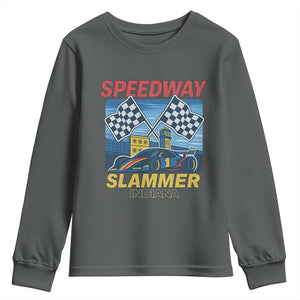 Speedway Slammer 2025 Youth Sweatshirt Indiana Alcatraz Vintage Racing Graphic TS02 Dark Heather Print Your Wear