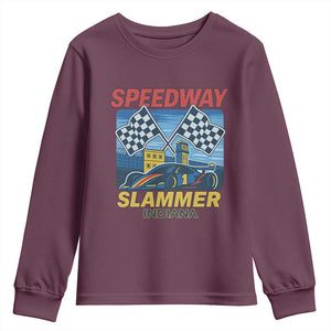 Speedway Slammer 2025 Youth Sweatshirt Indiana Alcatraz Vintage Racing Graphic TS02 Maroon Print Your Wear