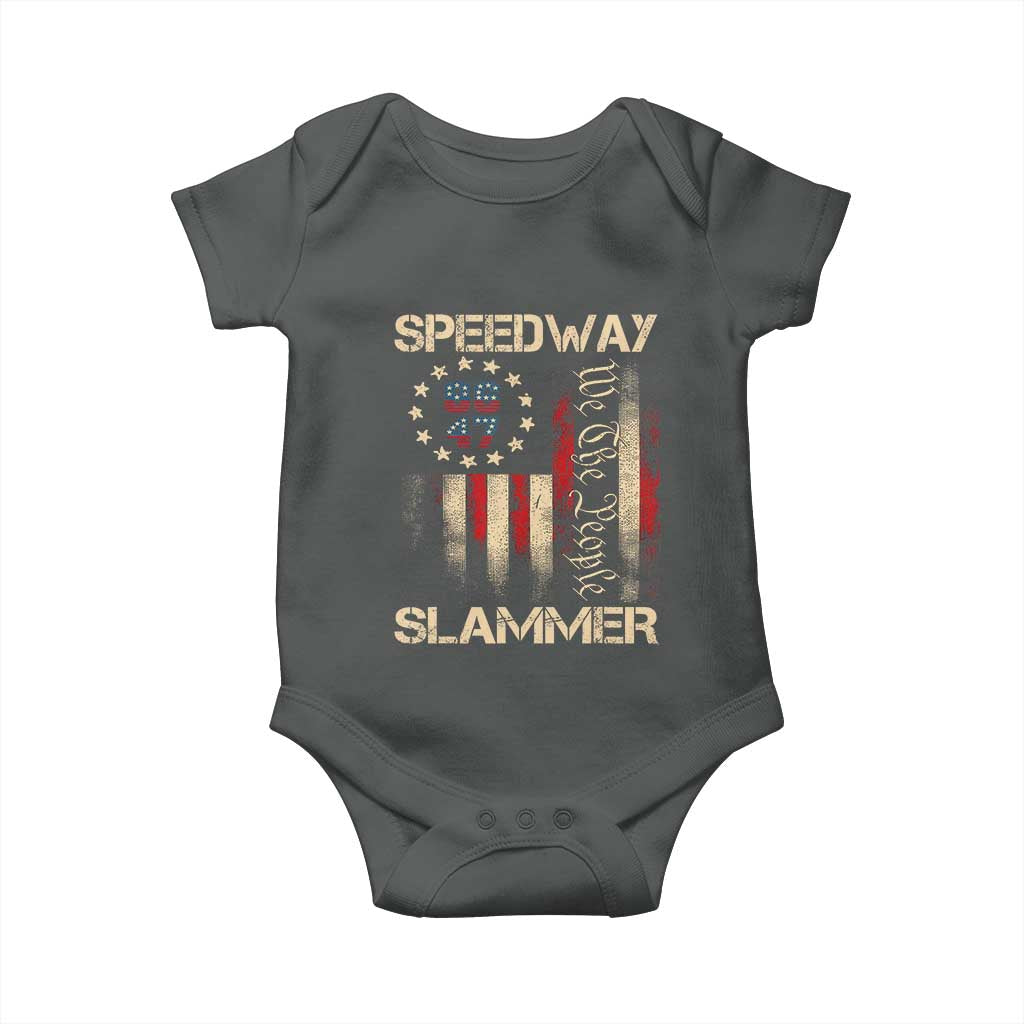Speedway Slammer 2025 Baby Onesie We The People Patriotic Distressed American Flag TS02 Dark Heather Print Your Wear