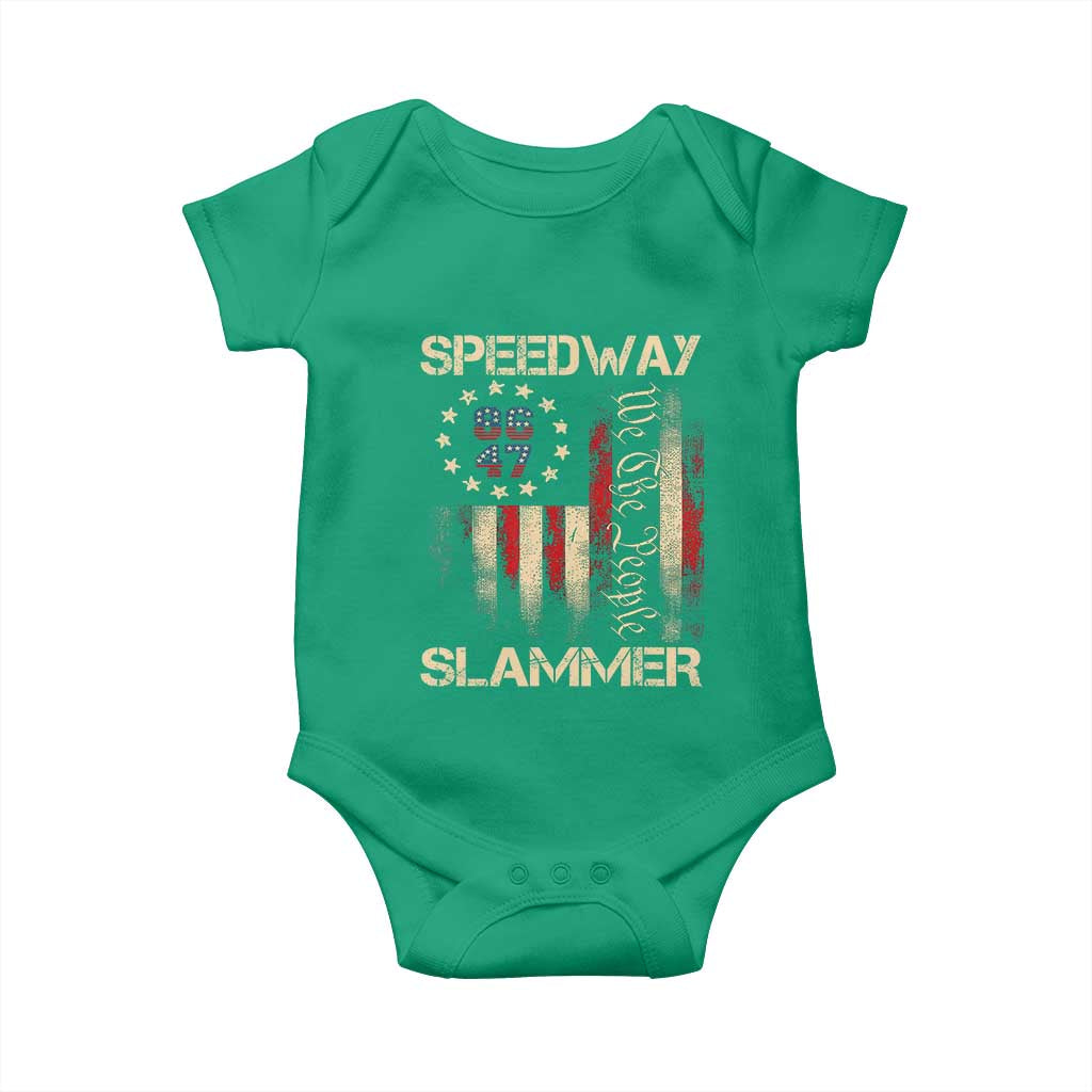 Speedway Slammer 2025 Baby Onesie We The People Patriotic Distressed American Flag TS02 Irish Green Print Your Wear