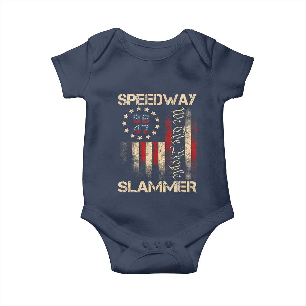 Speedway Slammer 2025 Baby Onesie We The People Patriotic Distressed American Flag TS02 Navy Print Your Wear