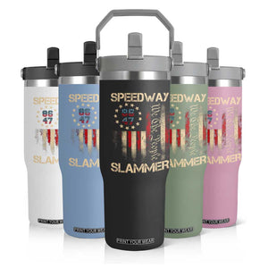 Speedway Slammer 2025 Flip Straw Tumbler We The People Patriotic Distressed American Flag TS02 Print Your Wear