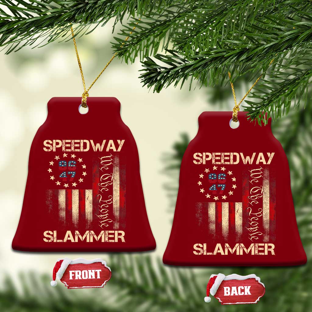 Speedway Slammer 2025 Ceramic Ornament We The People Patriotic Distressed American Flag TS02 Print Your Wear
