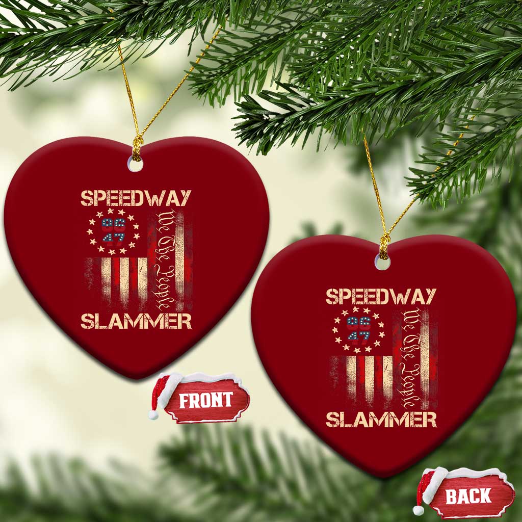 Speedway Slammer 2025 Ceramic Ornament We The People Patriotic Distressed American Flag TS02 Print Your Wear