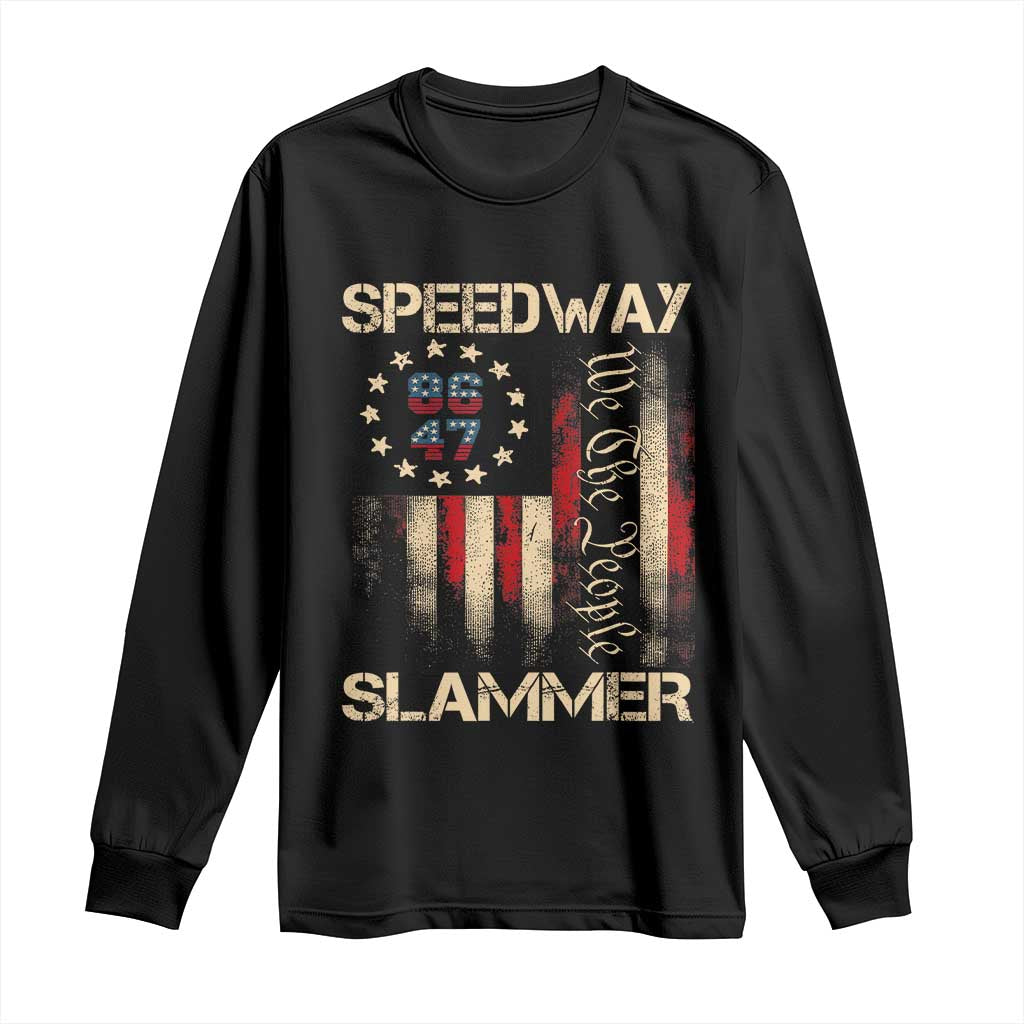 Speedway Slammer 2025 Long Sleeve Shirt We The People Patriotic Distressed American Flag TS02 Black Print Your Wear