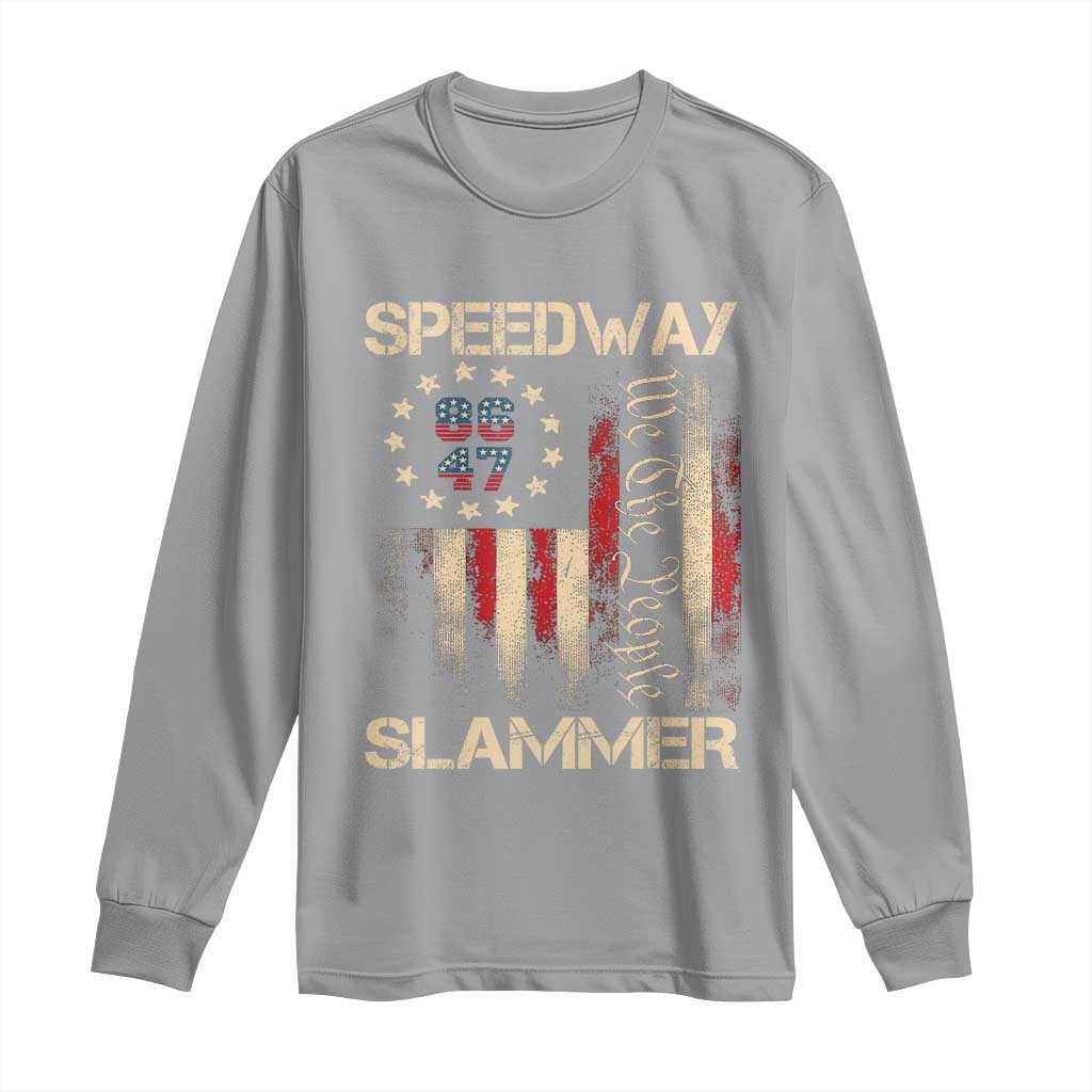 Speedway Slammer 2025 Long Sleeve Shirt We The People Patriotic Distressed American Flag TS02 Sport Gray Print Your Wear