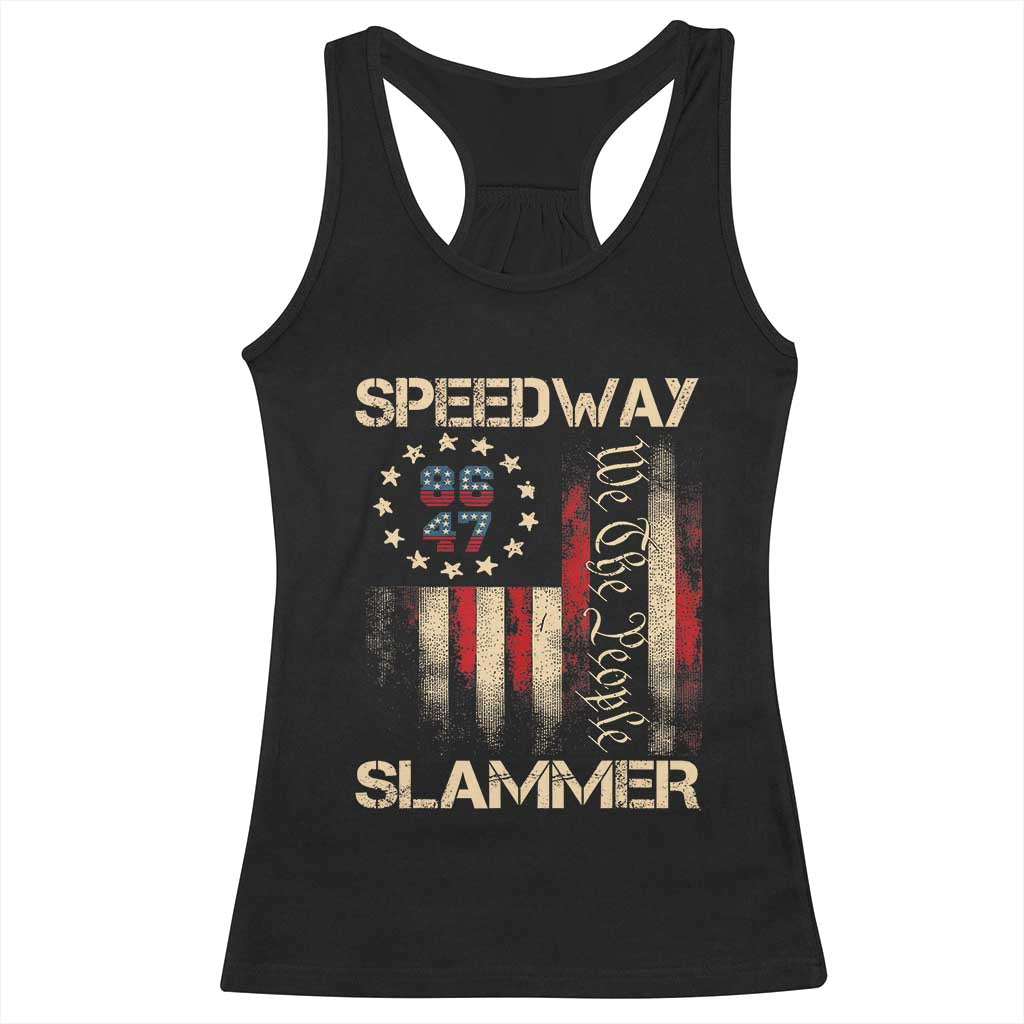 Speedway Slammer 2025 Racerback Tank Top We The People Patriotic Distressed American Flag TS02 Black Print Your Wear