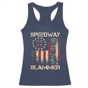 Speedway Slammer 2025 Racerback Tank Top We The People Patriotic Distressed American Flag TS02 Navy Print Your Wear